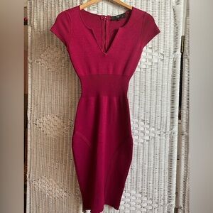 MLV maroon dark fuchsia midi bandage stretch bodycon dress women’s size small
